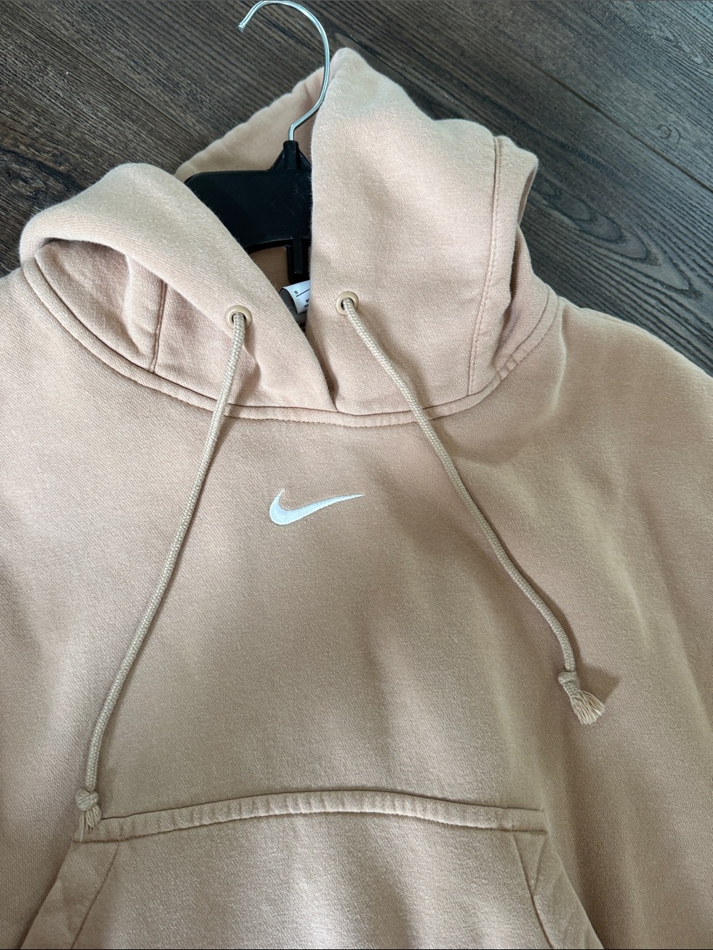Nike Womens Phoenix Fleece Oversized Cropped Tan Hoodie Small - Picture 3 of 8